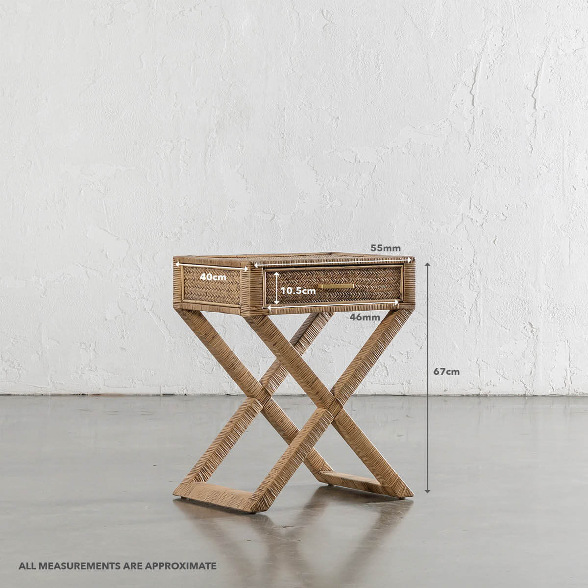 SAN AUGUSTINE RATTAN HERRING WEAVE | CROSS LEG BEDSIDE | NATURAL RATTAN - Image 10