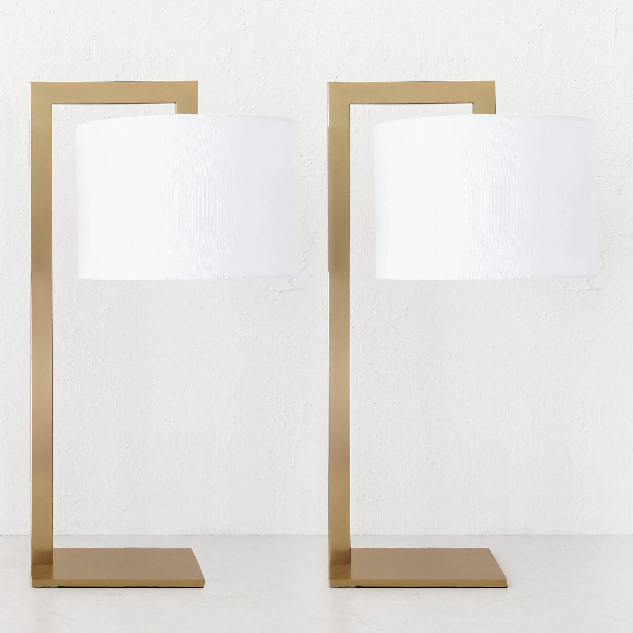SANTANA TABLE LAMP BUNDLE X2 | 66CM | ANTIQUE BRASS + WHITE LINEN