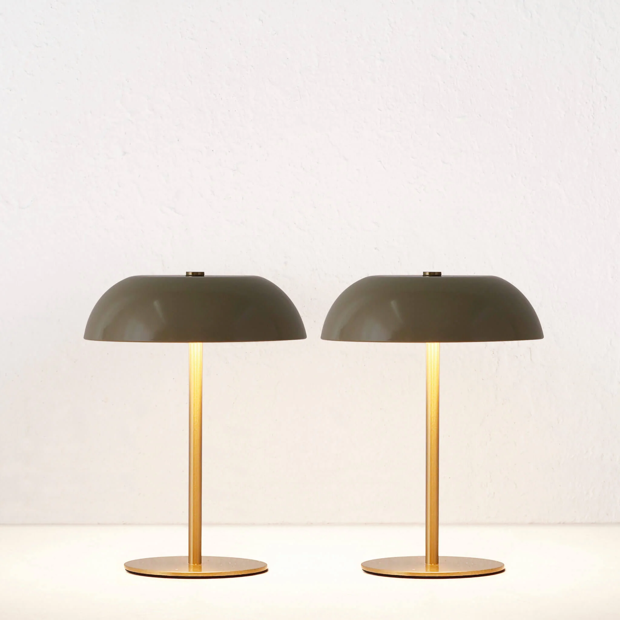 SAO MARTINHO DOME LED RECHARGEABLE INDOOR/OUTDOOR LAMP BUNDLE X2 | 21CM | TAUPE + ANTIQUE BRASS - Image 2
