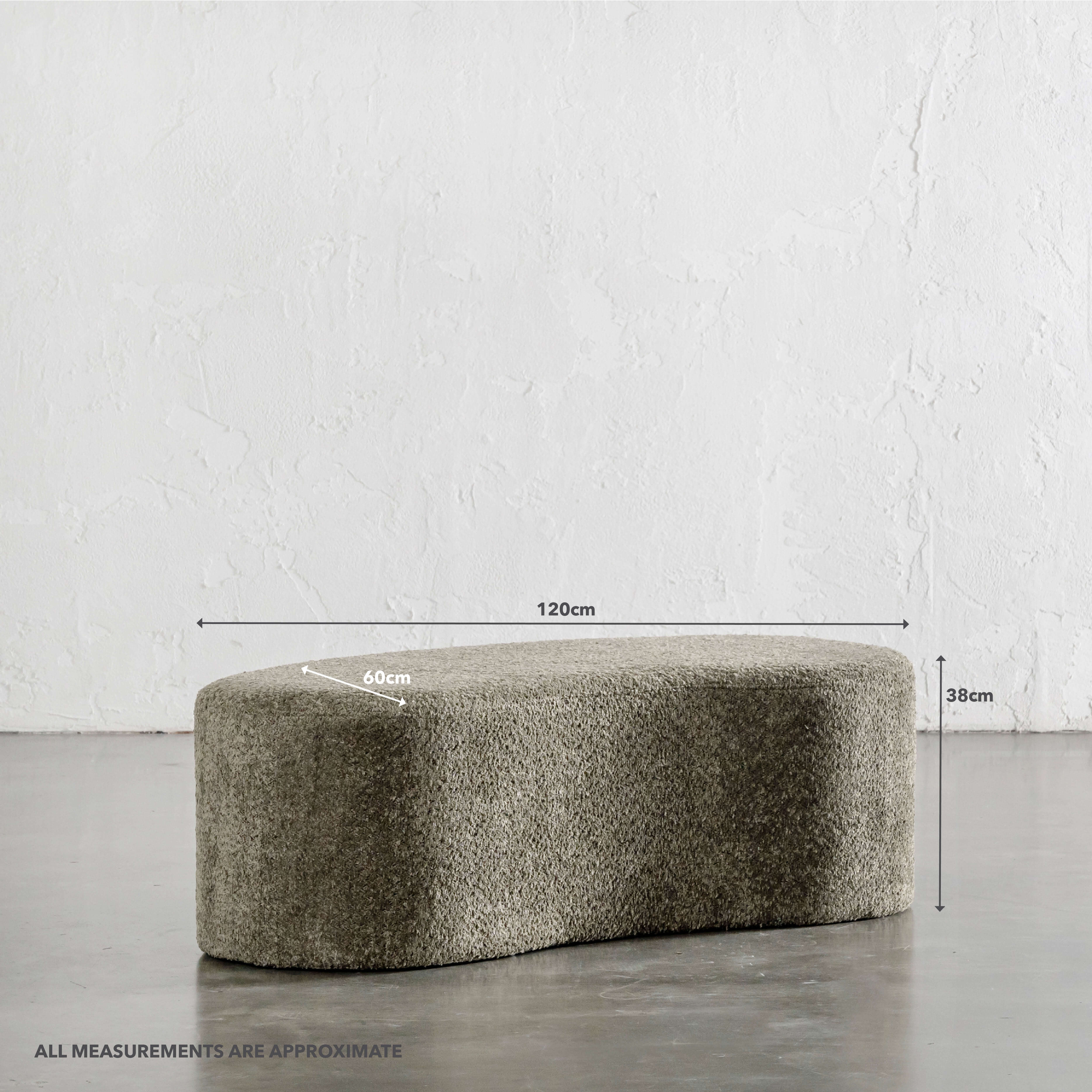 SEVILLA ORGANIC BEAN OTTOMAN BENCH BUNDLE X2  |  80CM + 120CM  |  MANGROVE OLIVE BOUCLE - Image 11