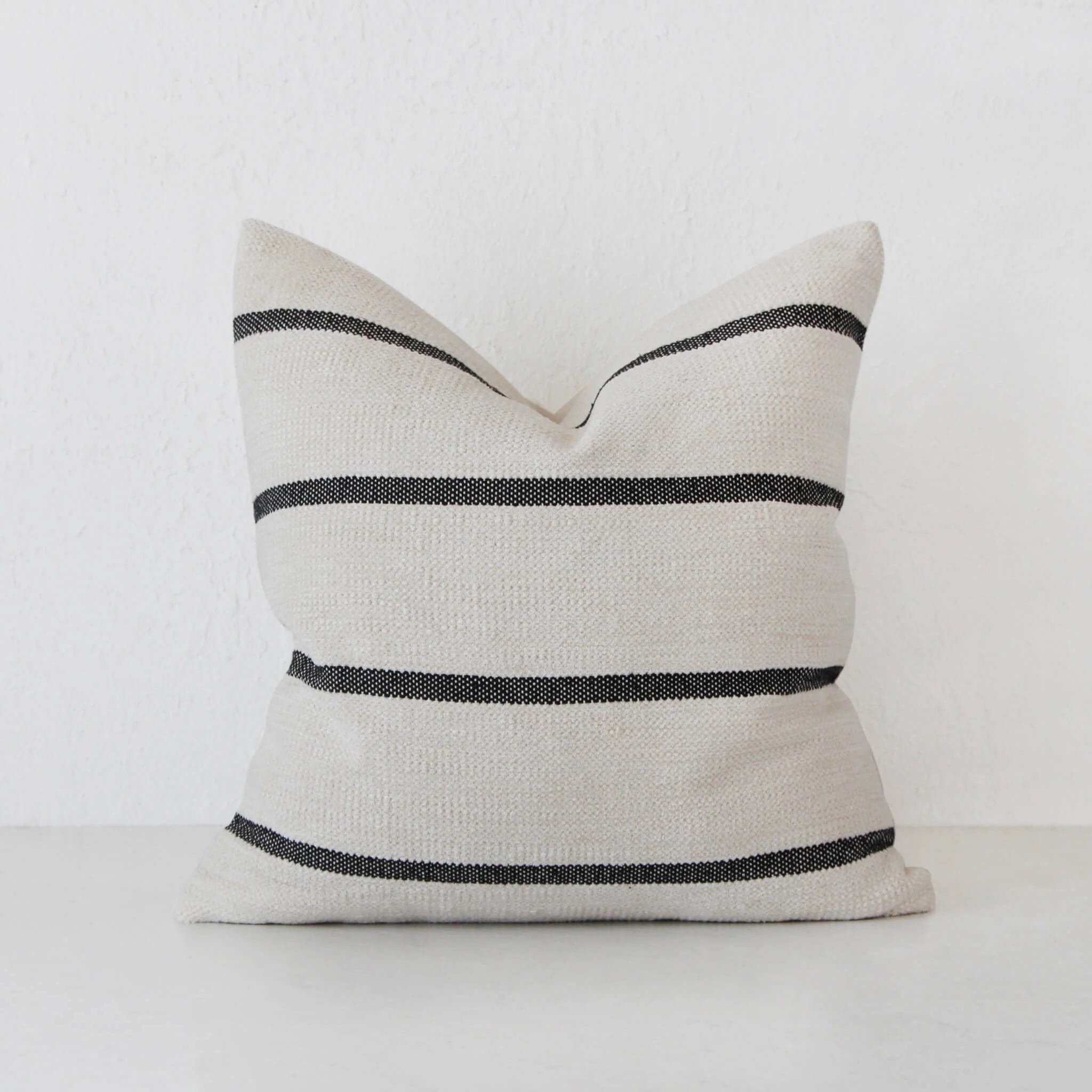 SISOLA HAND WOVEN CUSHION | IVORY + BLACK STRIPE | 40X60 | 50X50 | 60X60