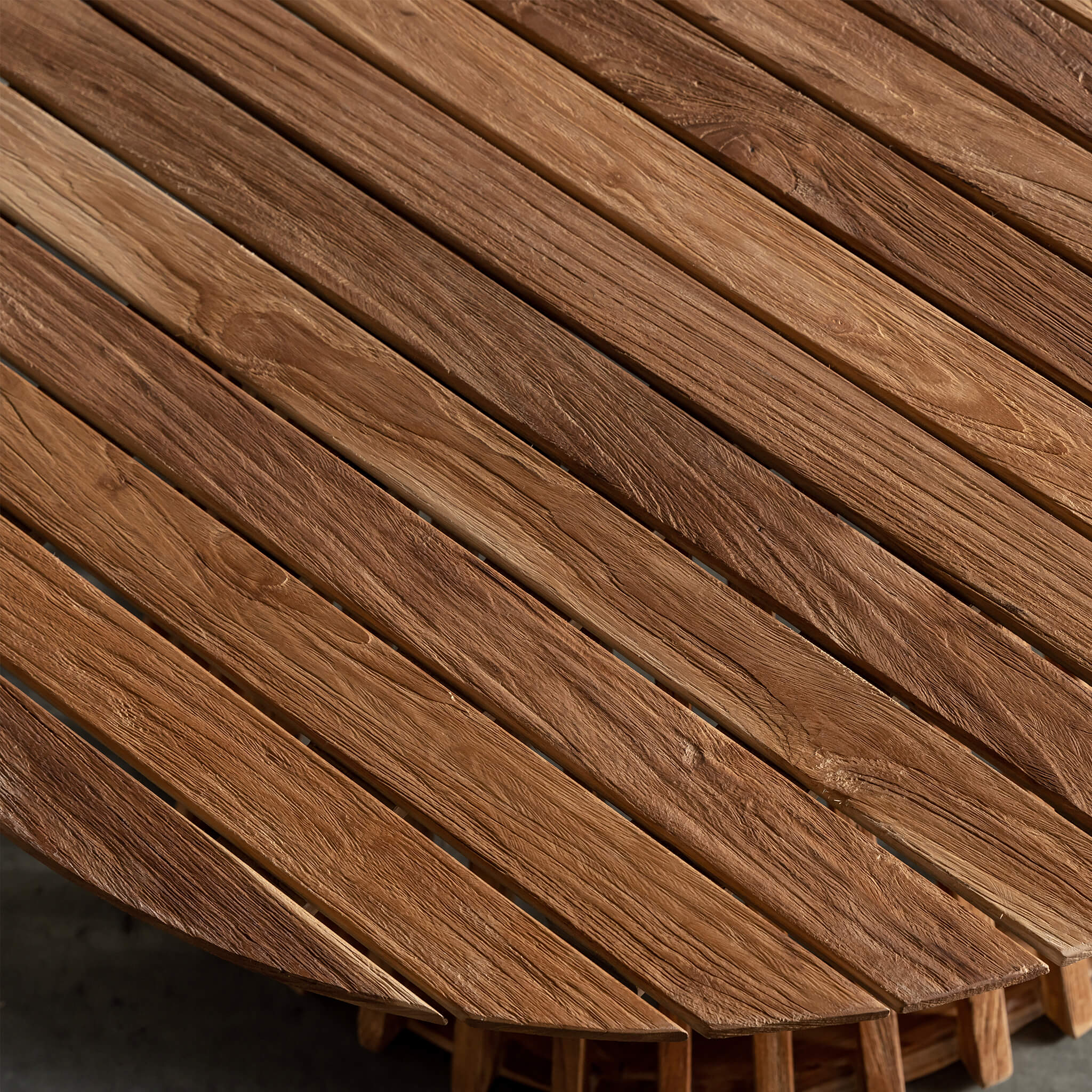 SORENSEN TEAK SLATTED ROUND COFFEE TABLE + SIDE TABLE BUNDLE - Image 6