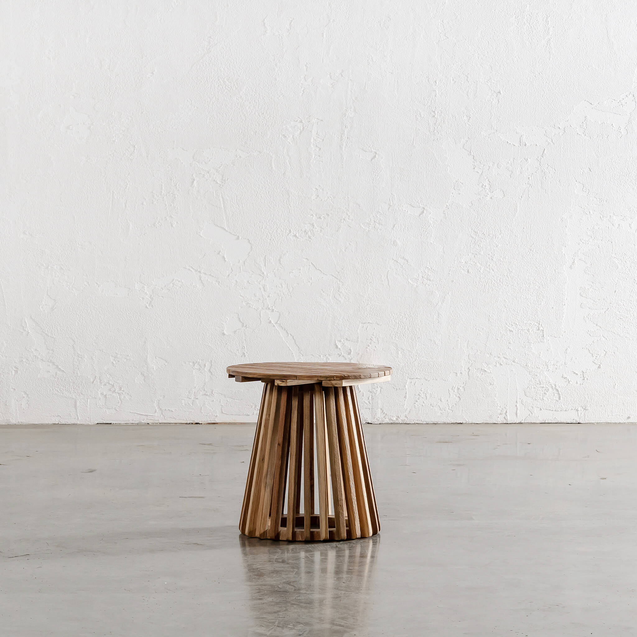 SORENSEN TEAK SLATTED ROUND SIDE TABLE BUNDLE X2  |  41CM - Image 5