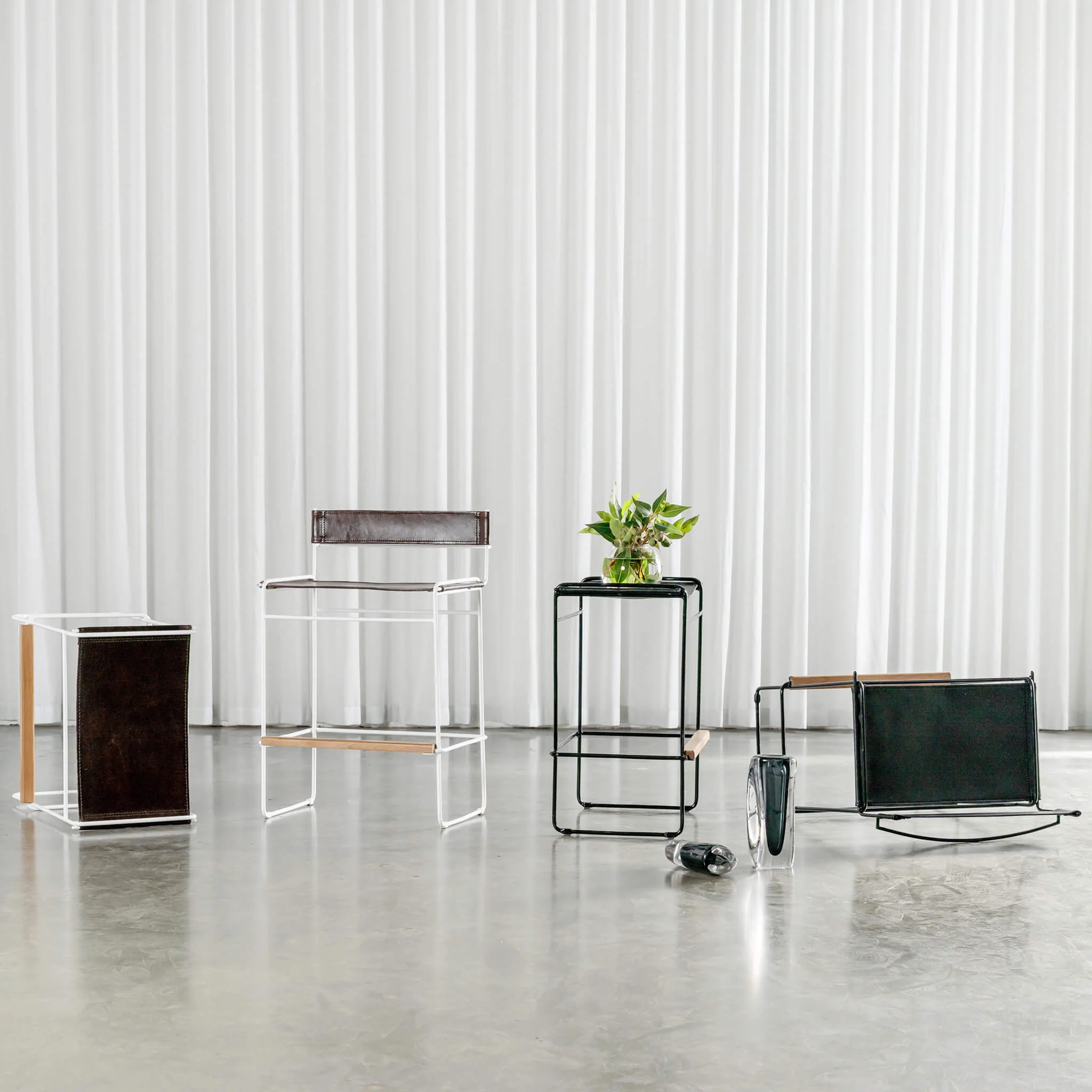 TARO BLACK LEATHER COUNTER STOOL | BLACK STEEL FRAME | BUNDLE X 2 - Image 5