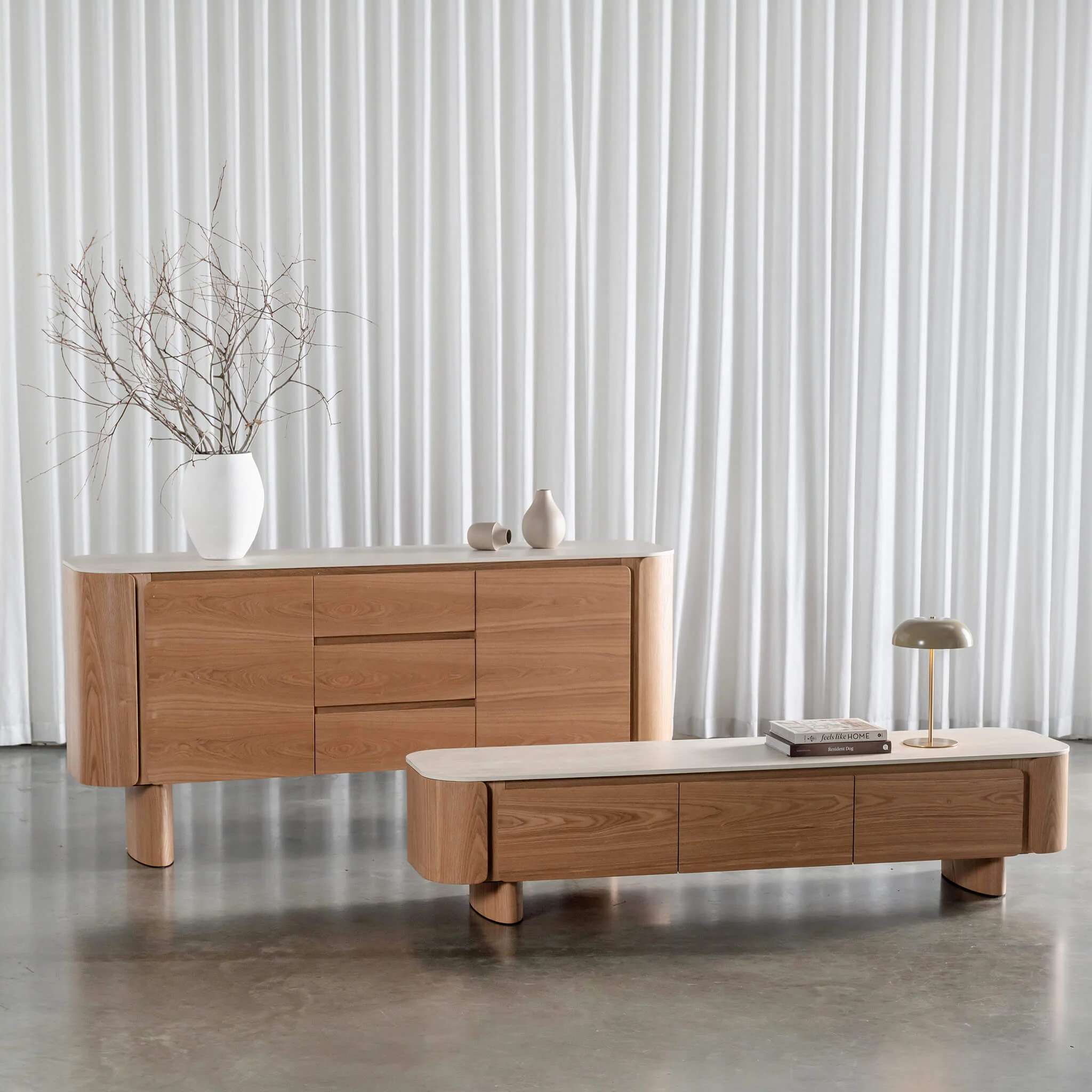 TREVELO ENTERTAINMENT UNIT  |  BIRCH ASH  WOOD GRAIN  |  TRAVENTINE TUMBLED BEIGE - Image 9