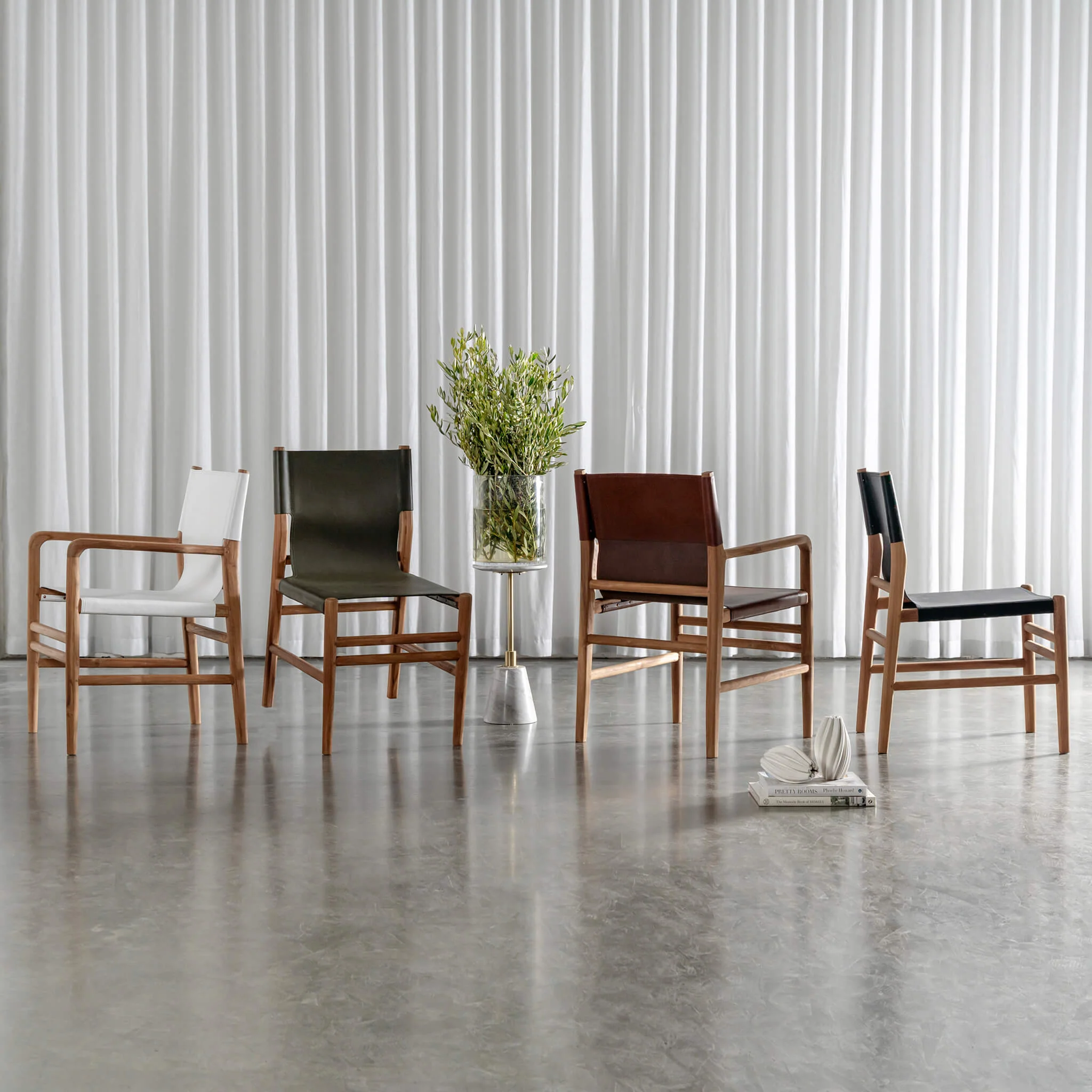 TRIENT LEATHER DINING CHAIR | BUNDLE + SAVE | OLIVE LEAF + BRUSHED TEAK - Image 5