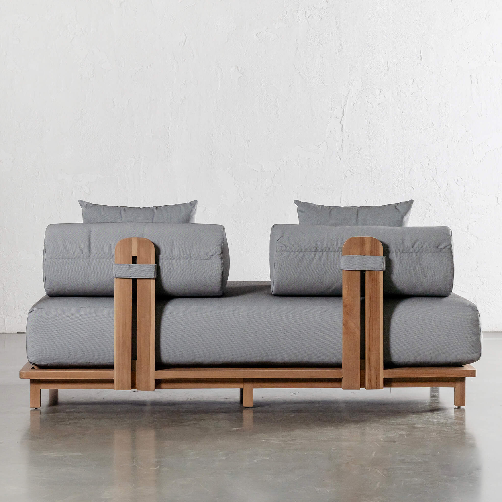 VALLE GRANDE OUTDOOR 2 SEATER SOFA + ARMCHAIR BUNDLE  |  URBANE GREY + TEAK - Image 8