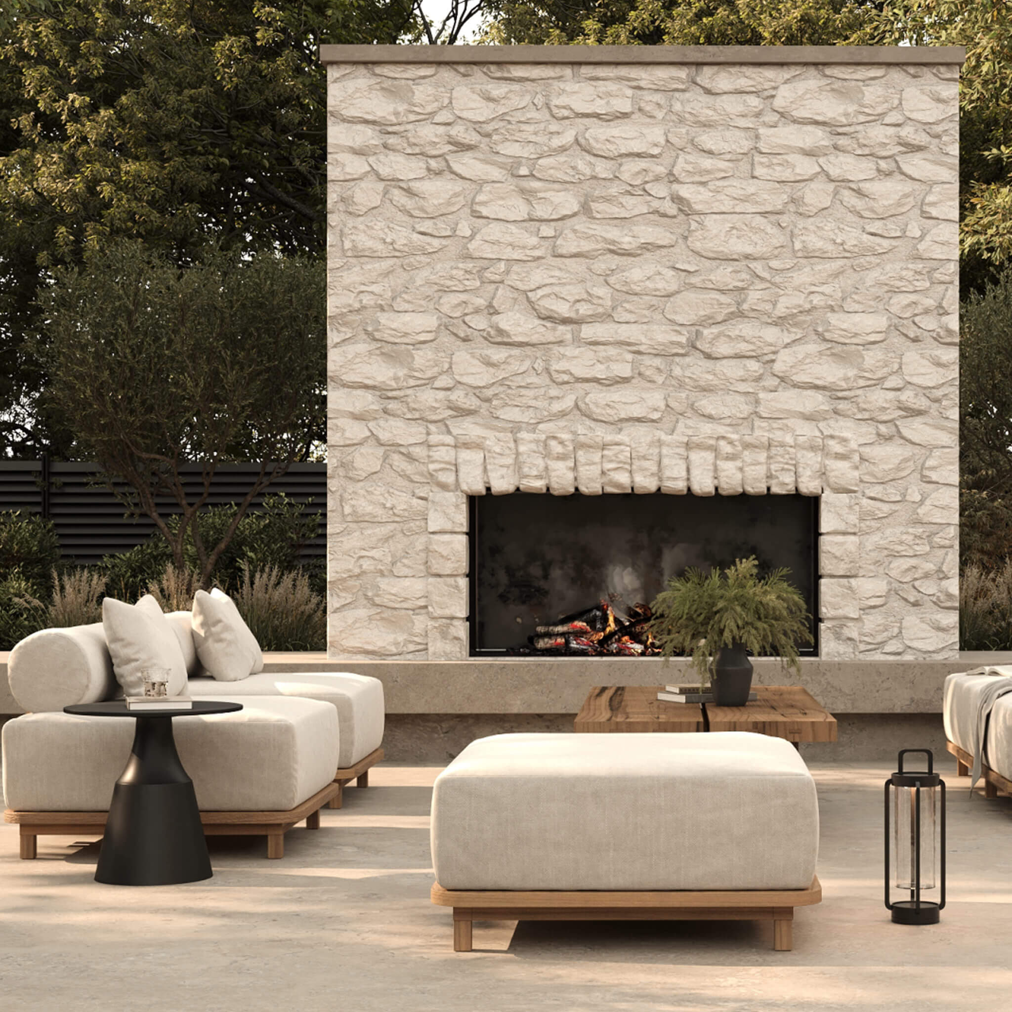 VALLE GRANDE OUTDOOR OTTOMAN | TRAVERTINE FOG + TEAK - Image 10