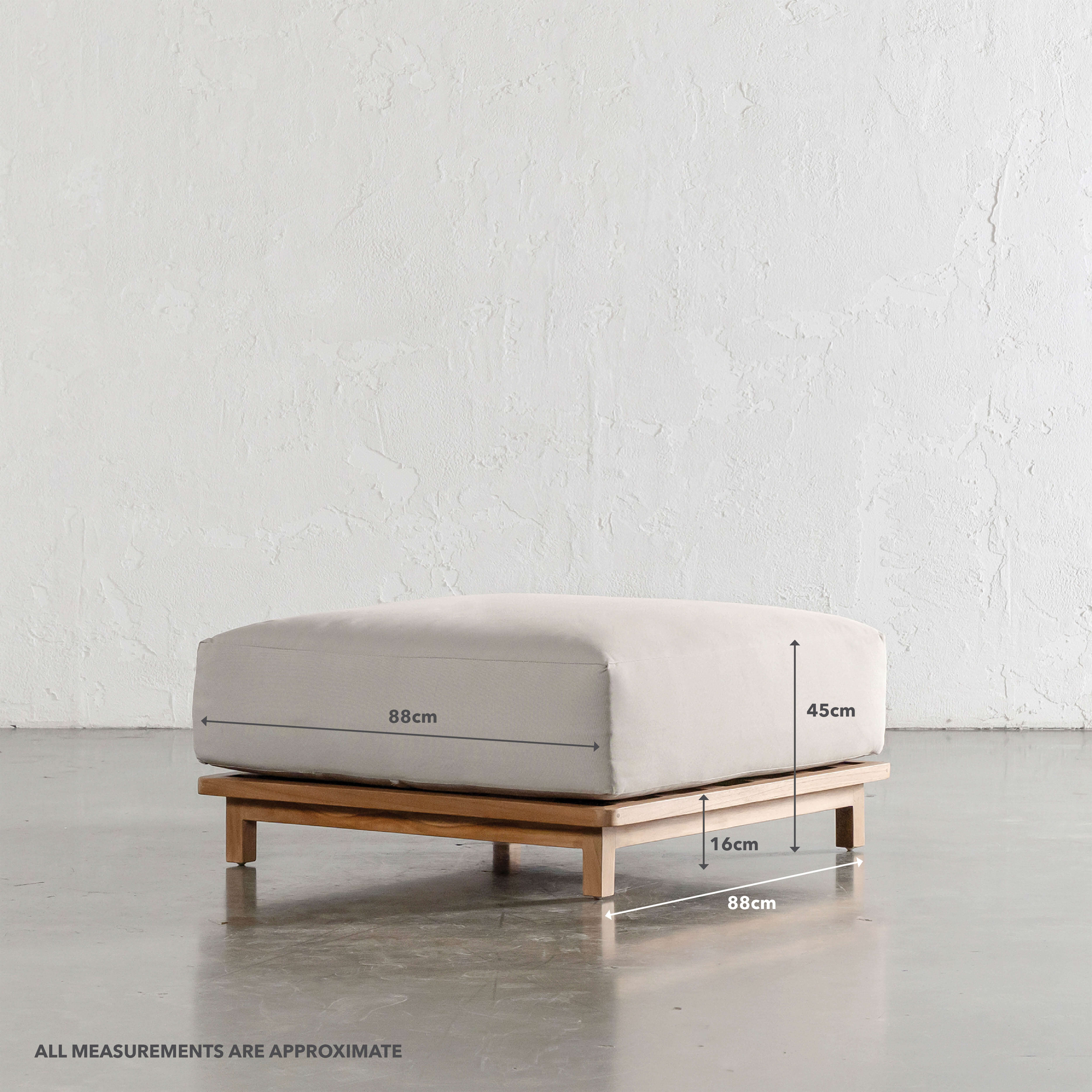 VALLE GRANDE OUTDOOR OTTOMAN | TRAVERTINE FOG + TEAK - Image 11