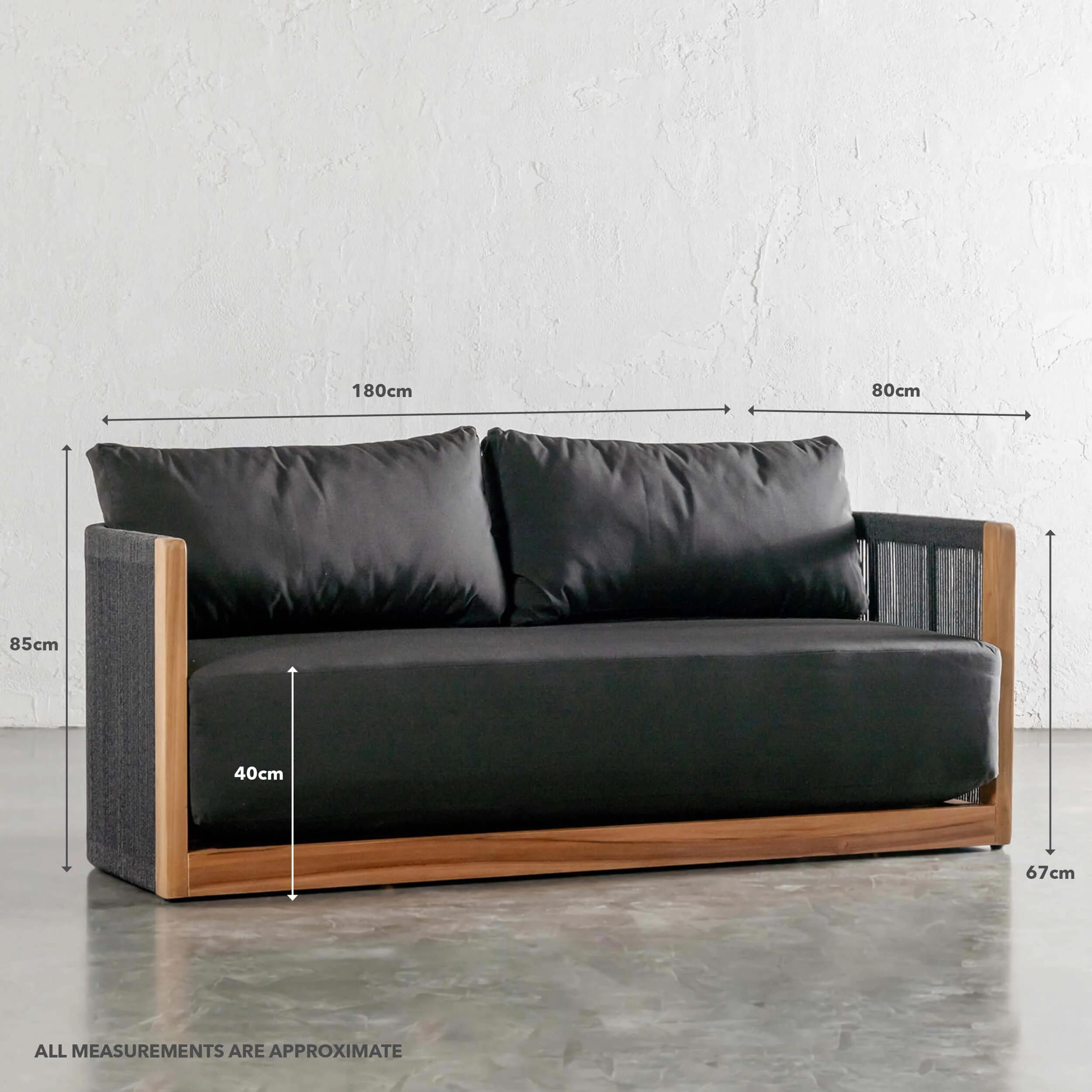VALLECITO 2.5 SEATER OUTDOOR SOFA | BLACK NOIR - Image 13