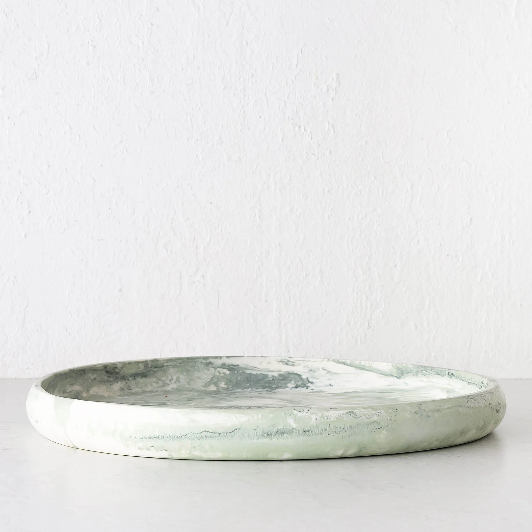 WESLEY RESIN PEBBLE SERVING TRAY  |  LARGE 50CM  |  SAGE - Image 6