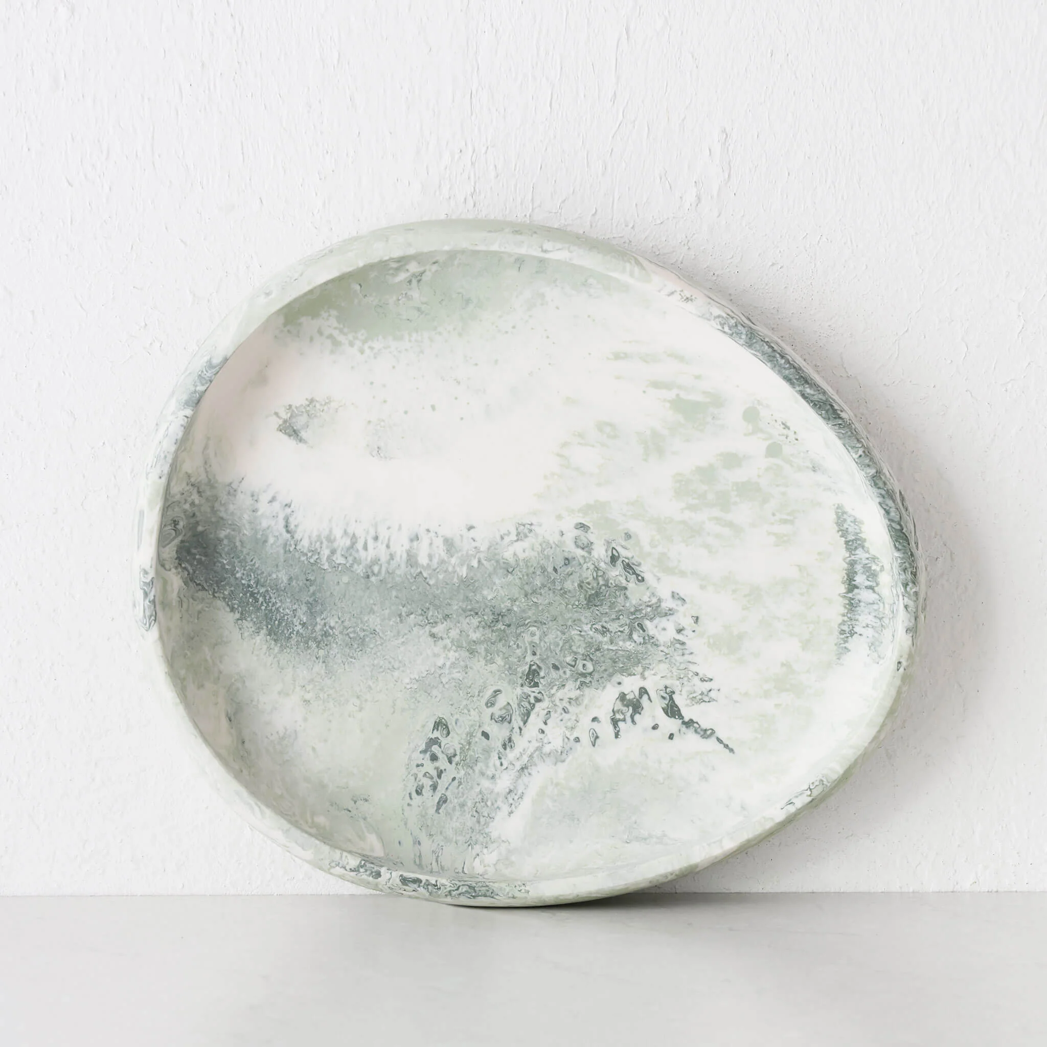 WESLEY RESIN PEBBLE SERVING TRAY  |  MEDIUM 37CM  |  SAGE - Image 2